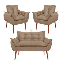 Kit Namoradeira Decorativa 2 Poltronas Decorativas Vit Decor Suede Conforto Elegância e Pés Palito