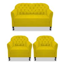 Kit Namoradeira e 02 Poltrona Julia A02 Suede - ADJ Decor