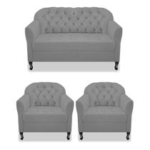 Kit Namoradeira e 02 Poltrona Julia A02 Suede - Amarena Móveis