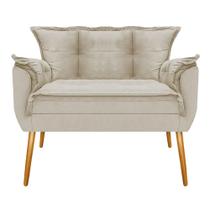 Kit Namoradeira e 2 Poltronas Decorativas Apolo Pés Palito Mel material sintético Bege - KDAcanto Móveis