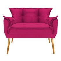 Kit Namoradeira e 2 Poltronas Decorativas Apolo Pés Palito Mel Tecido Sintético Pink - KDAcanto Móveis