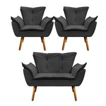 Kit Namoradeira e 2 Poltronas Opala material sintético Pé Palito Drossi