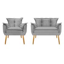 Kit Namoradeira e Poltrona Opala Palito Mel Suede Cinza - DAMAFFÊ MÓVEIS Kit Namoradeira e Poltrona Opala Palito Mel Suede Cinza - DAMAFFÊ MÓVEIS