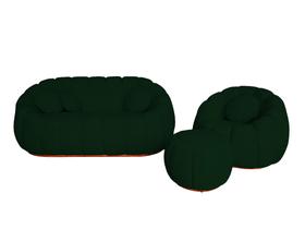 Kit Namoradeira Mais Poltrona e Puff Concha Fixo Boucle - Estopar