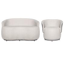 Kit Namoradeira Mais Poltrona Orgânico Beatriz Tecido Bouclé Mesclado Com Tecido Estilo Calacata Cinza - Estopar Kit Namoradeira Mais Poltrona Orgânico Beatriz Tecido Bouclé Mesclado Com Tecido Estilo Calacata Cinza - Estopar