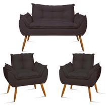 KIT Namoradeira Opala + 2 Poltronas para Sala Balaqui Decor