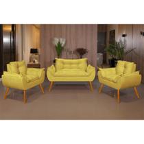 KIT Namoradeira Opala + 2 Poltronas para Sala Balaqui Decor
