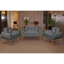 KIT Namoradeira Opala + 2 Poltronas para Sala Balaqui Decor