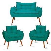 KIT Namoradeira Opala + 2 Poltronas para Sala Balaqui Decor KIT Namoradeira Opala + 2 Poltronas para Sala Balaqui Decor