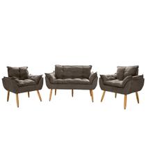 Kit Namoradeira Opala + 2 Poltronas Suede Cappuccino Porto