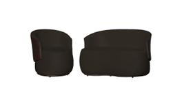 Kit Namoradeira + Poltrona Decorativa Beatriz Orgânica Composê Couro Marrom Suede Marrom Ms Decor