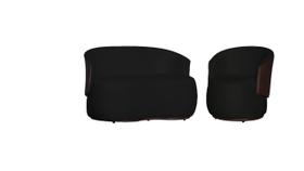 Kit Namoradeira + Poltrona Decorativa Beatriz Orgânica Composê Couro Marrom Suede Preto Mz Decor