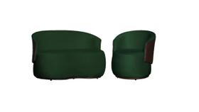 Kit Namoradeira + Poltrona Decorativa Beatriz Orgânica Composê Couro Marrom Veludo Verde Mz Decor