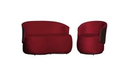 Kit Namoradeira + Poltrona Decorativa Beatriz Orgânica Composê Couro Marrom Veludo Vermelho Mz Decor