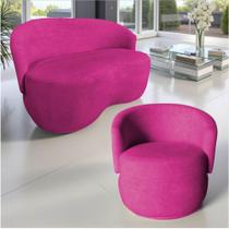Kit Namoradeira + Poltrona Decorativa Beatriz Orgânica Veludo Rosa Pink Kit Namoradeira + Poltrona Decorativa Beatriz Orgânica Veludo Rosa Pink