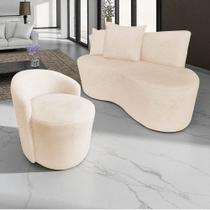 Kit Namoradeira + Poltrona Yara Orgânica Couro Bege