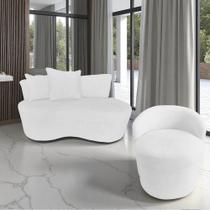 Kit Namoradeira + Poltrona Yara Orgânica Couro Branco Kit Namoradeira + Poltrona Yara Orgânica Couro Branco