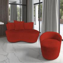 Kit Namoradeira + Poltrona Yara Orgânica Couro Vermelho Kit Namoradeira + Poltrona Yara Orgânica Couro Vermelho