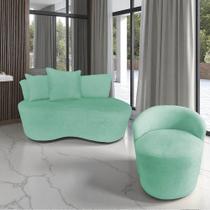 Kit Namoradeira + Poltrona Yara Orgânica Veludo Acqua