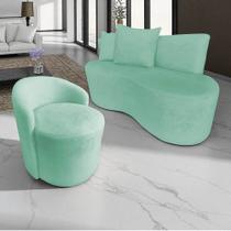 Kit Namoradeira + Poltrona Yara Orgânica Veludo Acqua
