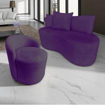 Kit Namoradeira + Poltrona Yara Orgânica Veludo Roxo