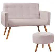 Kit Namoradeira + Puff Decorativo Sabrina Veludo Star Confort