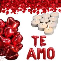 KIT Namorados 11 balões coração TE AMO 300 pétalas 20 velas KIT Namorados 11 balões coração TE AMO 300 pétalas 20 velas