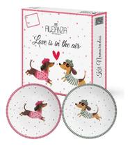 Kit Namorados 2 Pratos Sobremesa Love Is In The Air Cerâmica Kit Namorados 2 Pratos Sobremesa Love Is In The Air Cerâmica