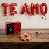 Kit Namorados Chaveiro Vela Coração Colar e Balão TE AMO Kit Namorados Chaveiro Vela Coração Colar e Balão TE AMO