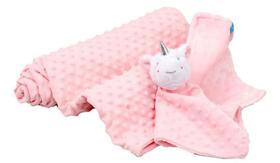 Kit Naninha + Cobertor Infantil Rosa Unicornio Clingo