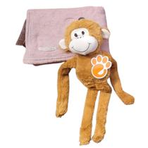 Kit Naninha Pet Mantinha Caramelo e Brinquedo de Pelúcia Macaco Gente de Patas