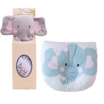 Kit Naninha prendedor de chupetas para Bebê + Travesseiro Anatômico no tema Elefantinho