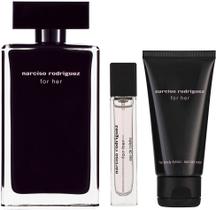 Kit narciso rodriguez for her edt 100ml + edt 10ml + body lotion 50ml