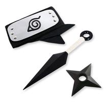 Kit Naruto Bandana da Folha + Kunai 22cm + Shuriken 10cm