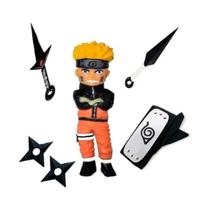 Kit Naruto Boneco 15cm + 2 Shuriken, Bandana Itachi +2 Kunai