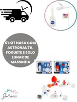 Kit Nasa com Astronauta, Foguete e Solo Lunar de Massinha