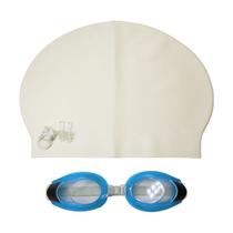Kit Natação 3 Peças Touca Óculos Protetores Branco Wx4340