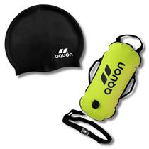 Kit Natação Boia Sinalizadora 20l E Touca De Silicone Aquon Swim