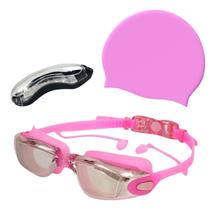 Kit Natação Hero Band Óculos E Touca Silicone Cobre Orelha