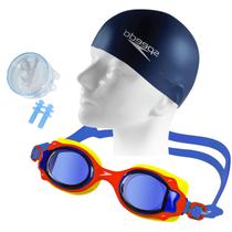 Kit Natação Infantil Speedo Óculos e Touca Lappy + Protetor