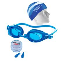 Kit Natação Speedo Swim Óculos Azul+ Touca+ Protetor Ouvido