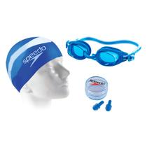 Kit Natação Swim Touca Oculos Protetor De Ouvido Speedo Azul