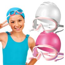 Kit Natação Touca Com Óculos Infantil Proteção Auricular UV Kit Natação Touca Com Óculos Infantil Proteção Auricular UV