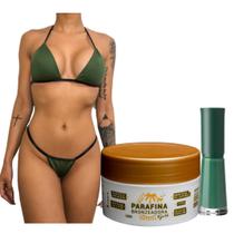 KIT NATAL 01 PARAFINA BRONZEADORA GOLD 120G + 01 Biquíni para Marquinha tipo Fita em Tecido Verde Militar (Tamanho único)