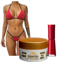 KIT NATAL 01 PARAFINA BRONZEADORA GOLD 120G + 01 Biquíni para Marquinha tipo Fita em Tecido Vermelho Ocidental(Tamanho único)