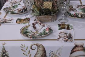 Kit Natal 12 peças 6 Guardanapos 6 Porta Talher Cozinha Mesa Posta Decoração, Ceia, Jantar