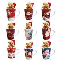 Kit Natal 18pcs Caneca Natalina 350ml Ursinho Enfeite Árvore