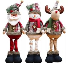 Kit Natal 3 Bonecos Papai Noel Rena Boneco Neve Decoração Kit Natal 3 Bonecos Papai Noel Rena Boneco Neve Decoração