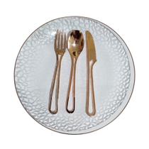 Kit Natal Festa Com 12 Pratos Acrílico E 36 Talheres Rosê