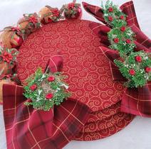 Kit natal guardanapo capa para sousplat anel de 4 pçs